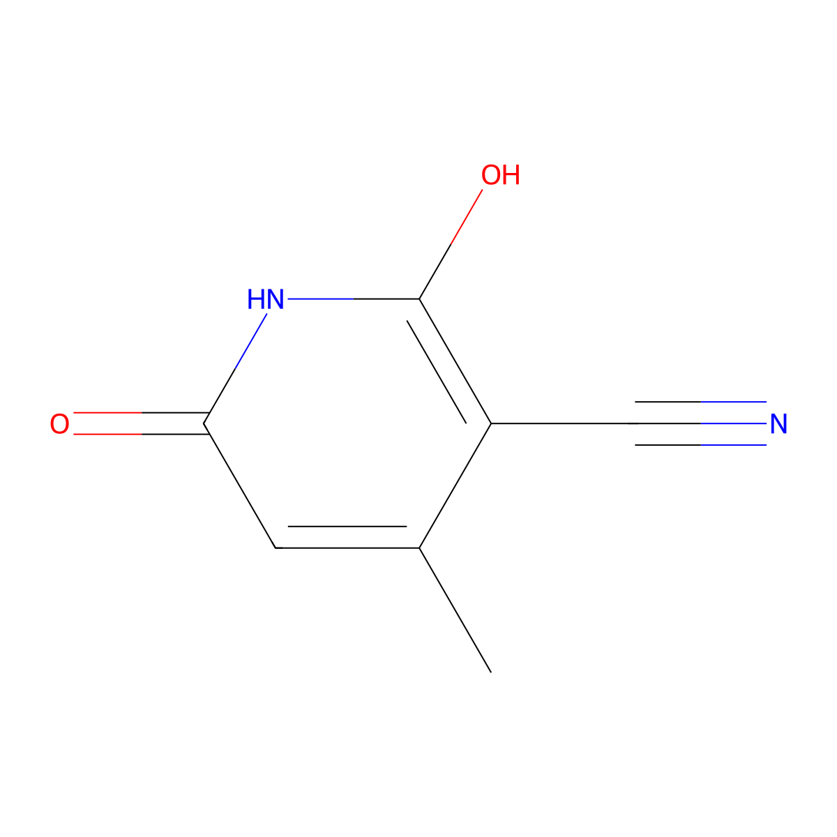 3-Pyridinecarbonitrile, 1,2-dihydro-6-hydroxy-4-methyl-2-oxo- molecular structure, CAS 5444-02-0