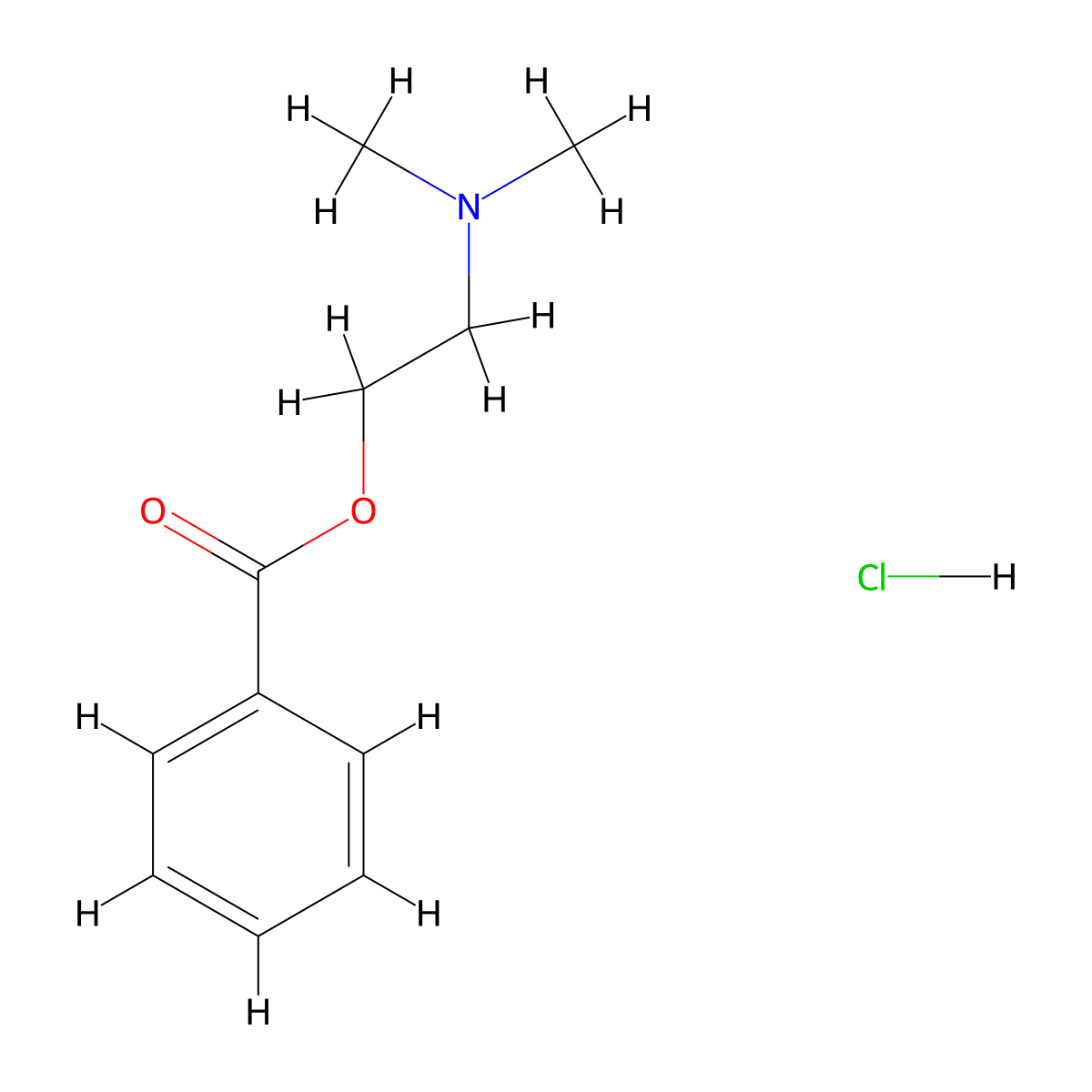 2-(Dimethylamino)ethyl benzoate;hydrochloride molecular structure, CAS 5444-06-4