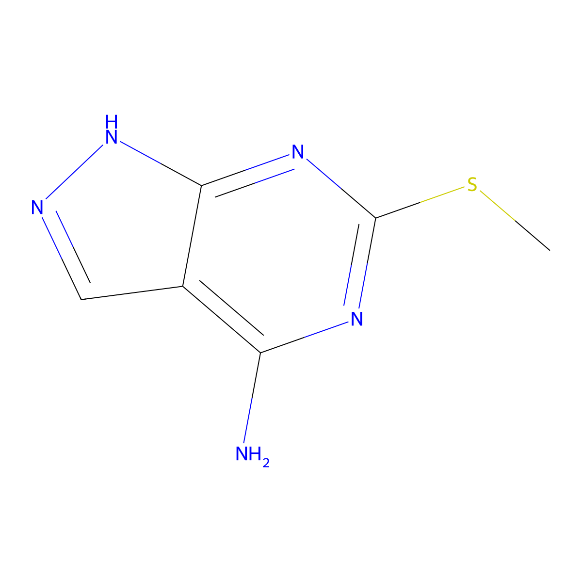 6-(Methylthio)-1H-pyrazolo[3,4-d]pyrimidin-4-amine molecular structure, CAS 5444-29-1
