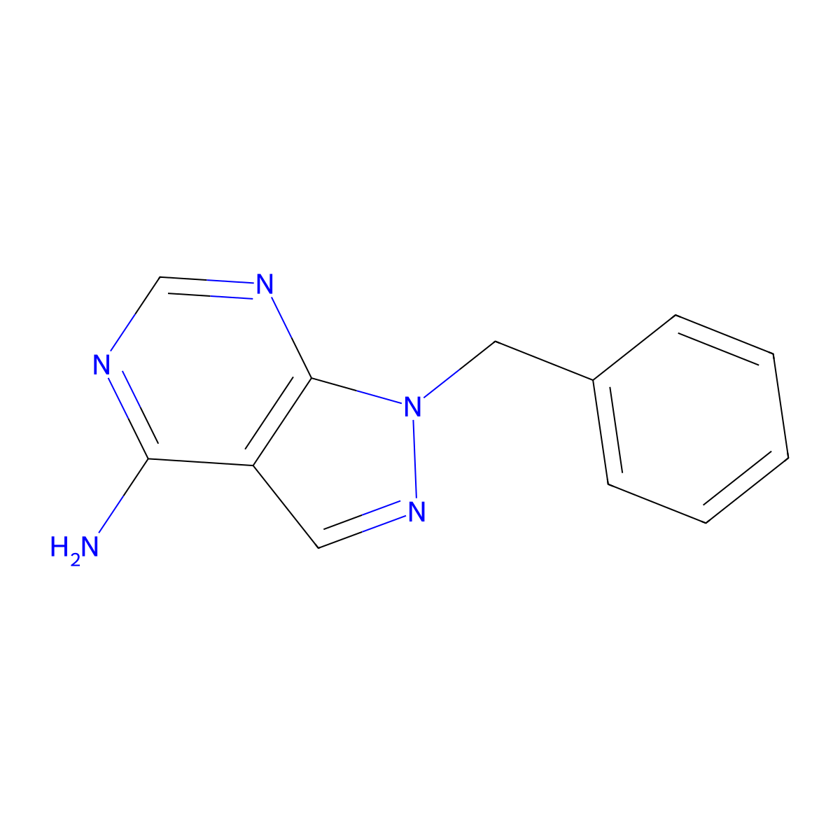 1-benzyl-1H-pyrazolo[3,4-d]pyrimidin-4-amine molecular structure, CAS 5444-61-1