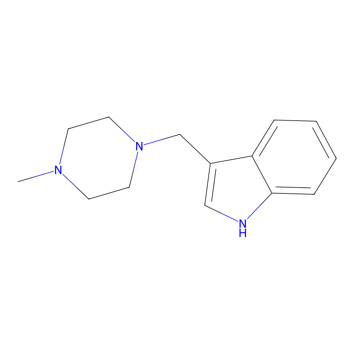 3-((4-methylpiperazin-1-yl)methyl)-1H-indole molecular structure, CAS 5444-91-7