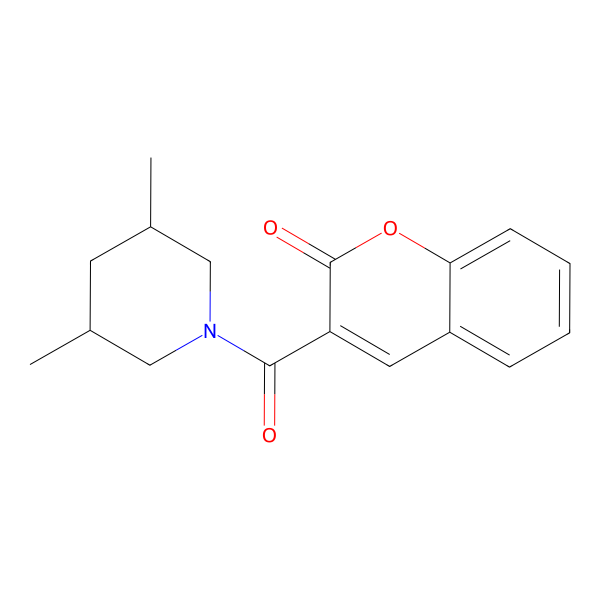 3-[(3,5-dimethylpiperidin-1-yl)carbonyl]-2H-chromen-2-one molecular structure, CAS 544410-84-6