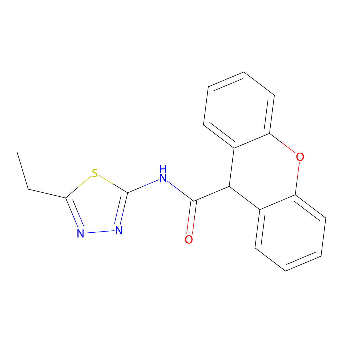 N-(5-ethyl-1,3,4-thiadiazol-2-yl)-9H-xanthene-9-carboxamide molecular structure, CAS 544411-58-7