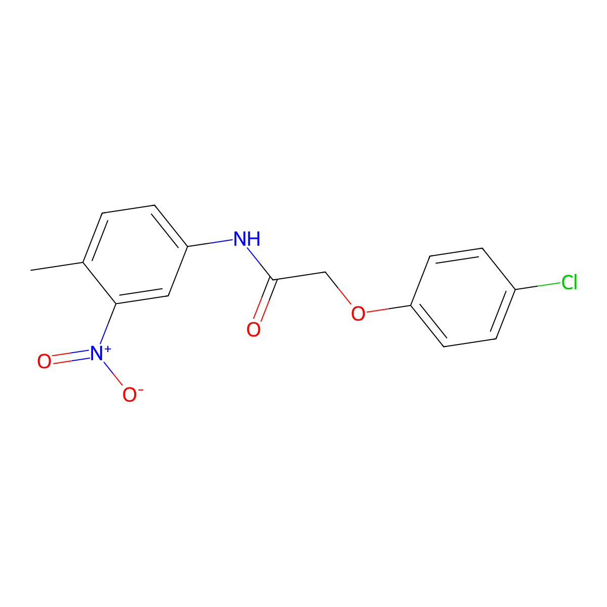 2-(4-chlorophenoxy)-N-(4-methyl-3-nitrophenyl)acetamide molecular structure, CAS 544413-39-0