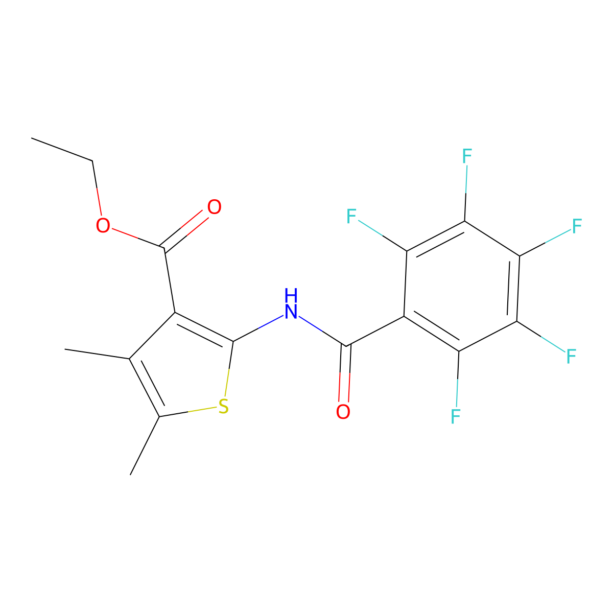 Ethyl 4,5-dimethyl-2-{[(pentafluorophenyl)carbonyl]amino}thiophene-3-carboxylate molecular structure, CAS 544416-15-1
