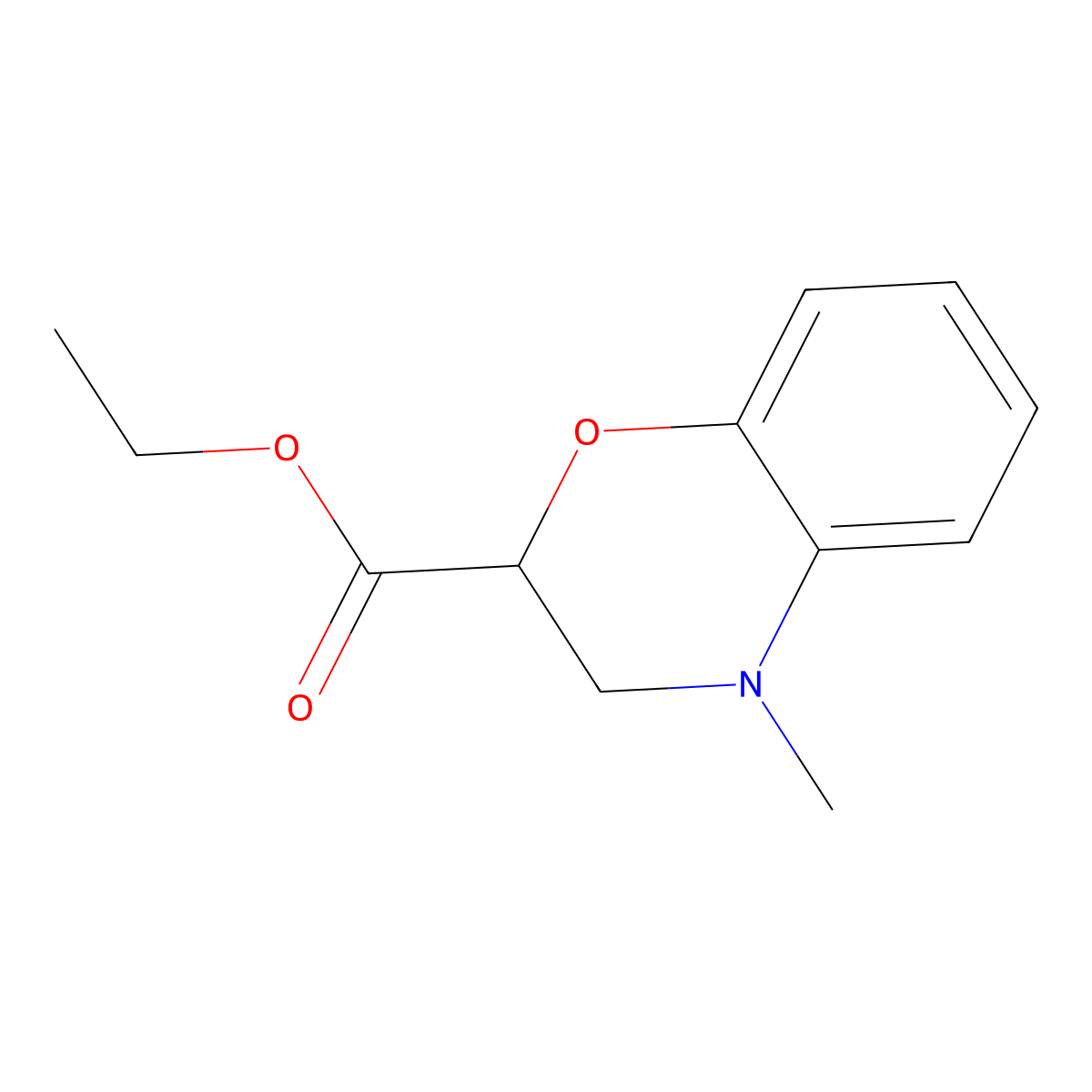 ethyl 4-methyl-3,4-dihydro-2H-1,4-benzoxazine-2-carboxylate molecular structure, CAS 54442-28-3