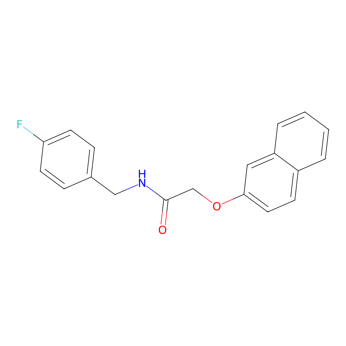 N-(4-fluorobenzyl)-2-(naphthalen-2-yloxy)acetamide molecular structure, CAS 544420-94-2