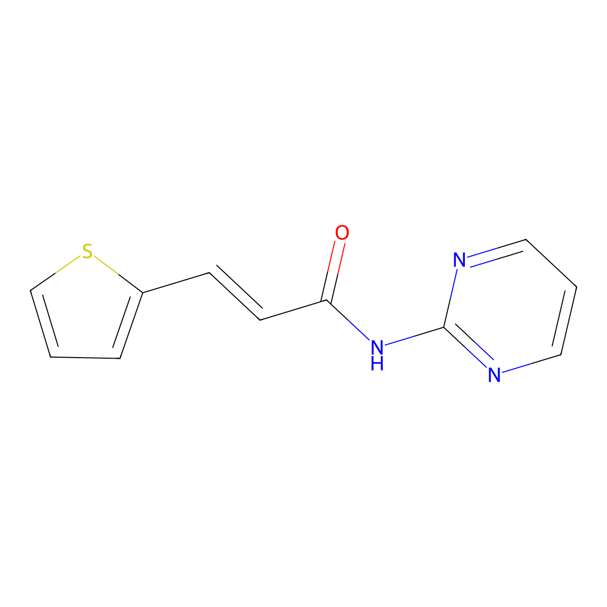 (E)-N-pyrimidin-2-yl-3-thiophen-2-ylprop-2-enamide molecular structure, CAS 544420-99-7