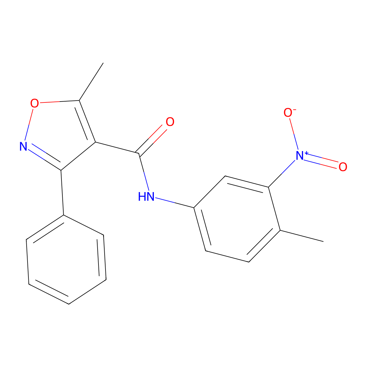 5-methyl-N-(4-methyl-3-nitrophenyl)-3-phenyl-1,2-oxazole-4-carboxamide molecular structure, CAS 544421-14-9