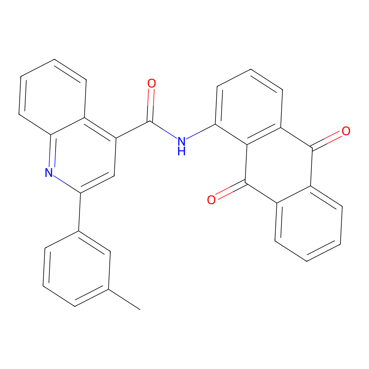 N-(9,10-dioxoanthracen-1-yl)-2-(3-methylphenyl)quinoline-4-carboxamide molecular structure, CAS 544421-59-2