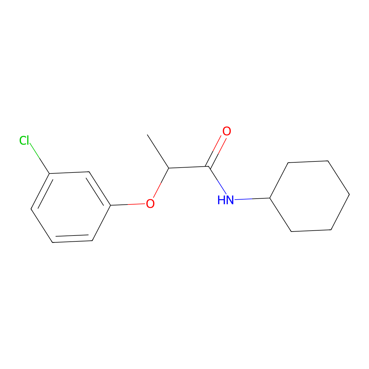 2-(3-chlorophenoxy)-N-cyclohexylpropanamide molecular structure, CAS 544421-67-2