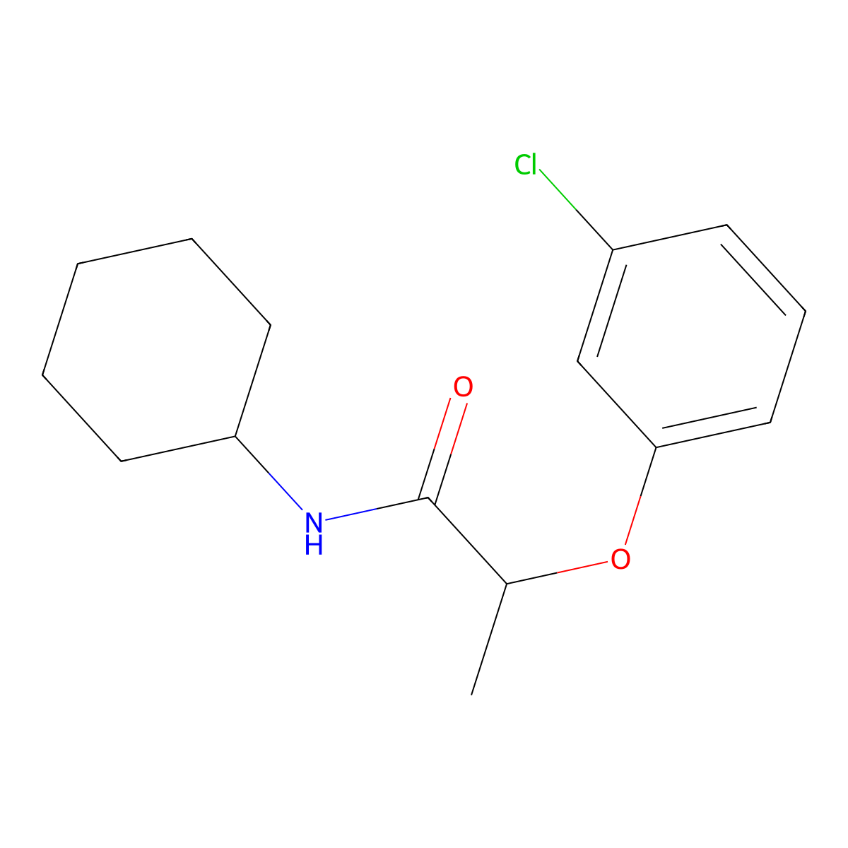 2-(3-chlorophenoxy)-N-cyclohexylpropanamide molecular structure, CAS 544421-67-2