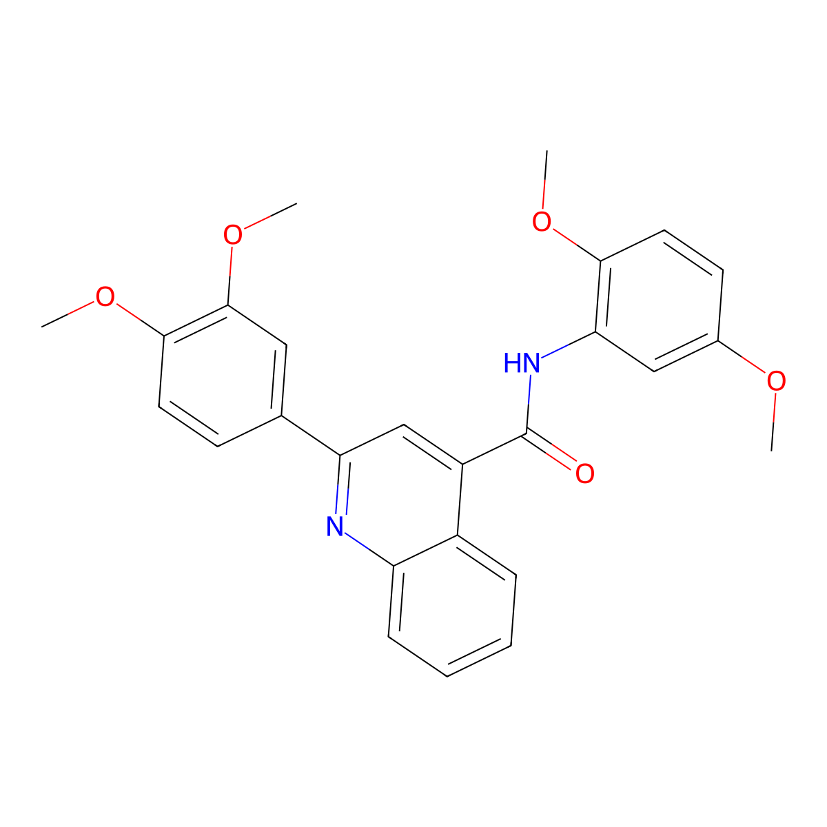 N-(2,5-dimethoxyphenyl)-2-(3,4-dimethoxyphenyl)quinoline-4-carboxamide molecular structure, CAS 544421-97-8