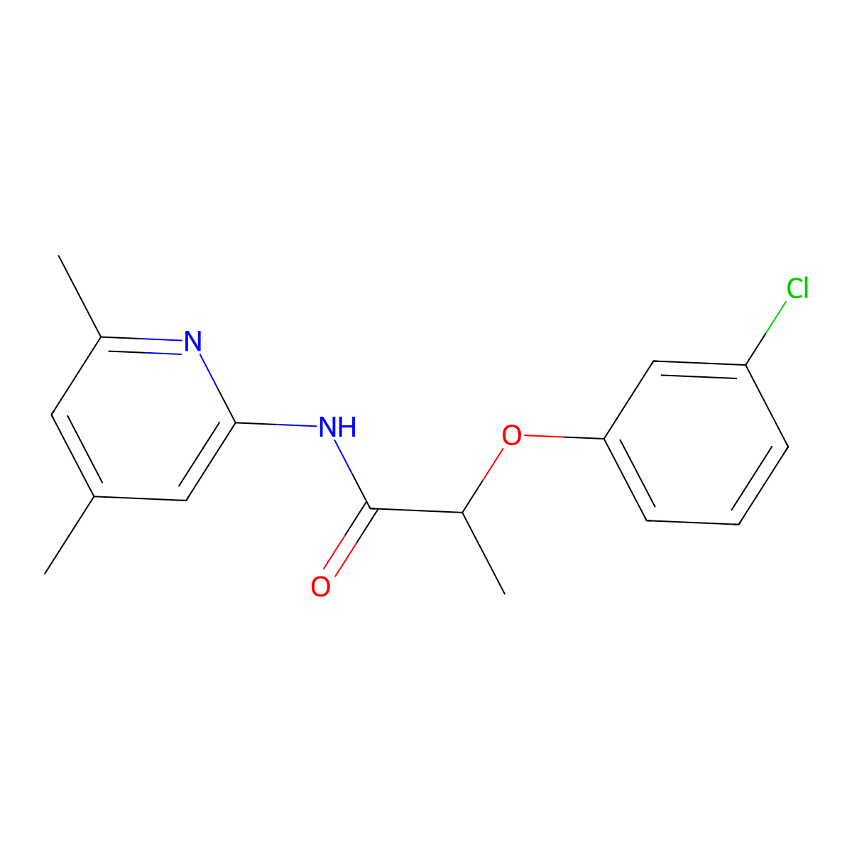 2-(3-chlorophenoxy)-N-(4,6-dimethylpyridin-2-yl)propanamide molecular structure, CAS 544422-69-7