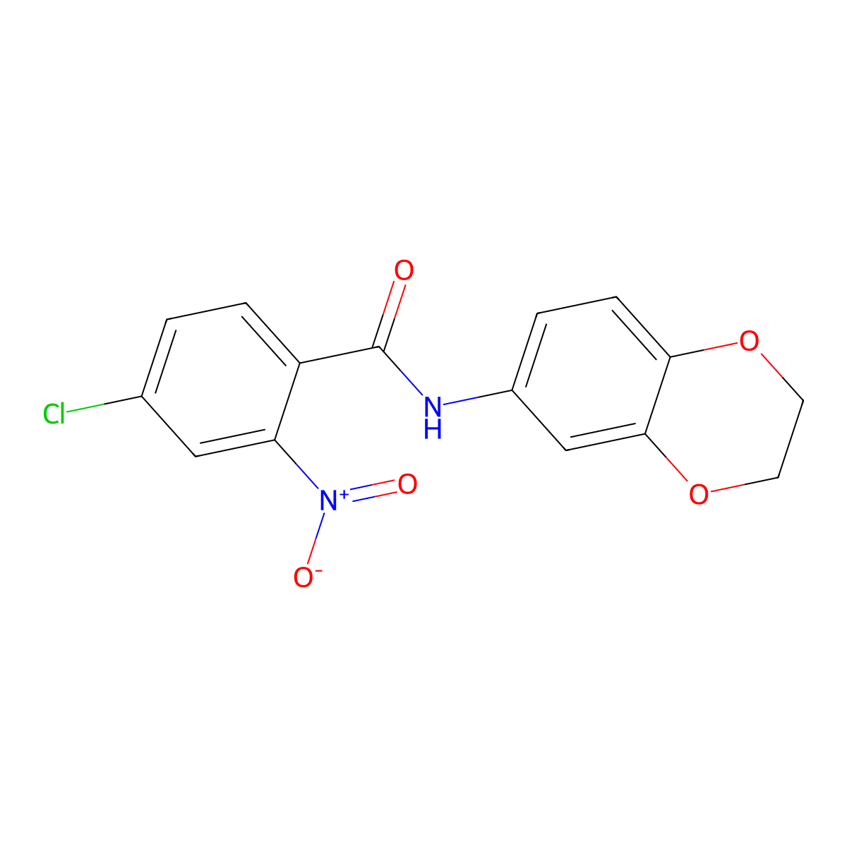4-chloro-N-(2,3-dihydro-1,4-benzodioxin-6-yl)-2-nitrobenzamide molecular structure, CAS 544424-23-9