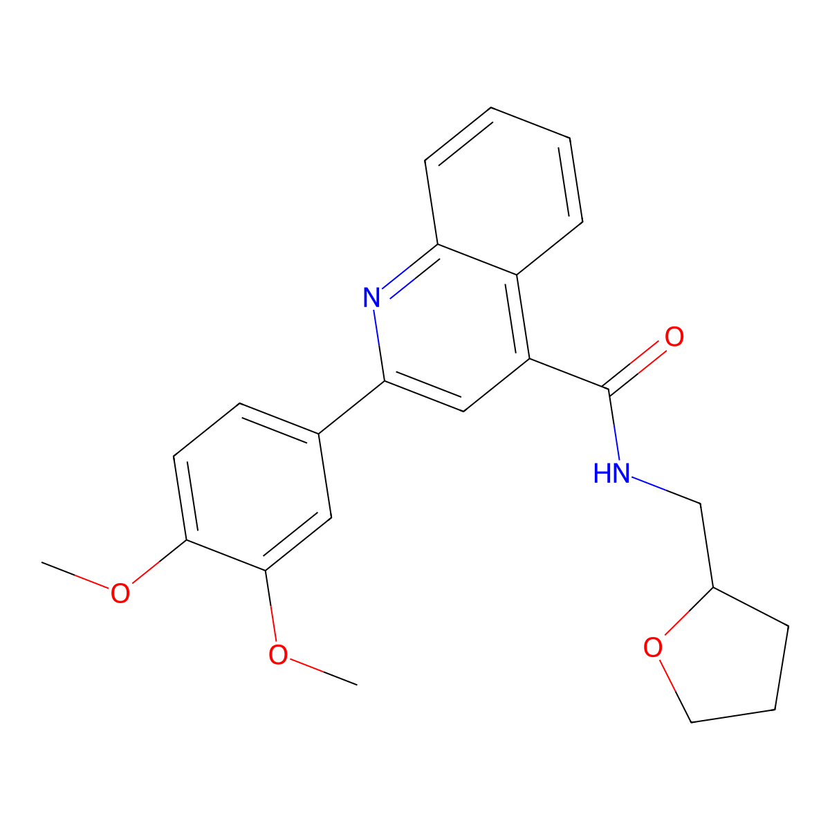 2-(3,4-dimethoxyphenyl)-N-(oxolan-2-ylmethyl)quinoline-4-carboxamide molecular structure, CAS 544425-23-2