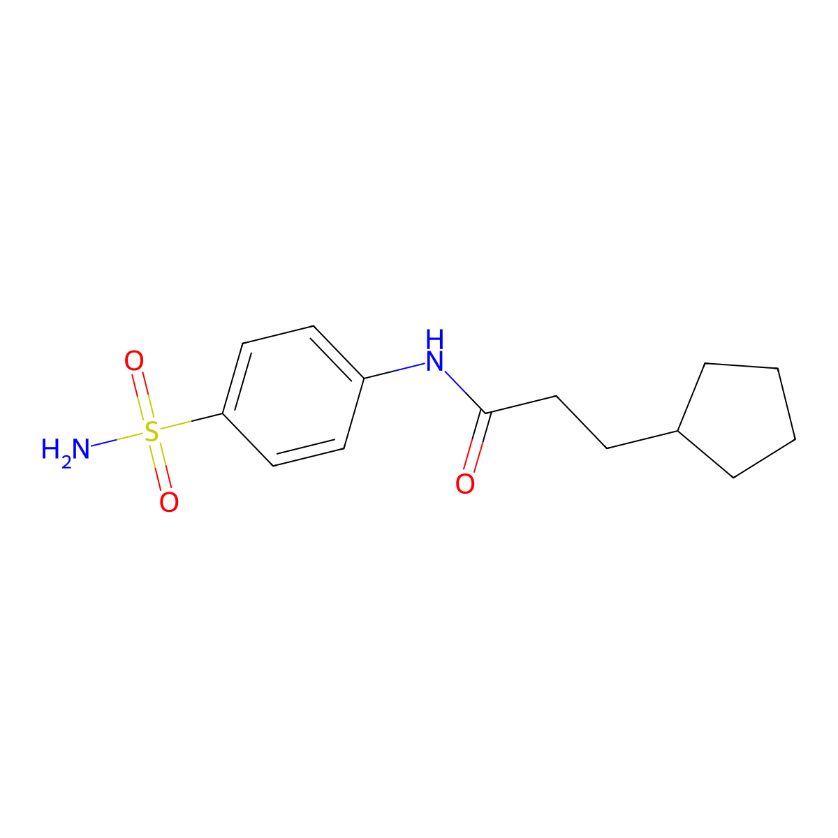 3-cyclopentyl-N-(4-sulfamoylphenyl)propanamide molecular structure, CAS 544427-01-2