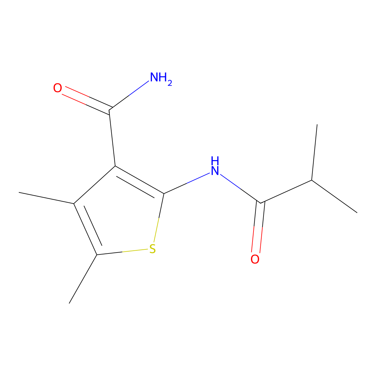 4,5-Dimethyl-2-(2-methylpropanoylamino)thiophene-3-carboxamide molecular structure, CAS 544427-21-6