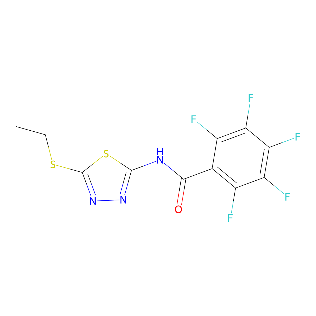 N-[5-(ethylsulfanyl)-1,3,4-thiadiazol-2-yl]-2,3,4,5,6-pentafluorobenzamide molecular structure, CAS 544427-60-3