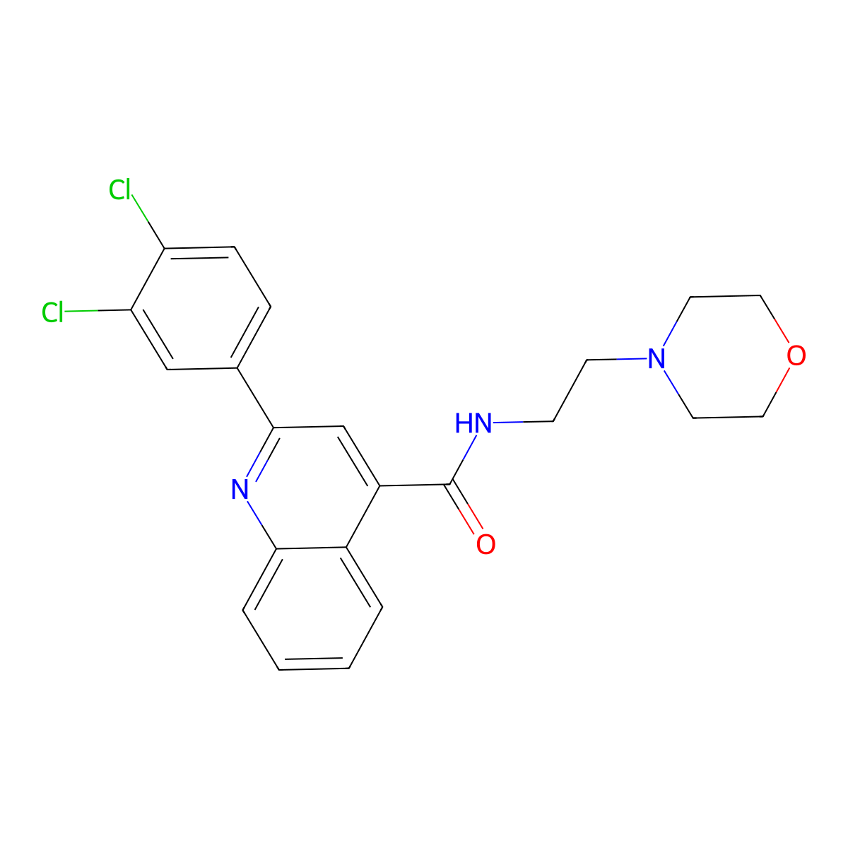 2-(3,4-dichlorophenyl)-N-(2-morpholin-4-ylethyl)quinoline-4-carboxamide molecular structure, CAS 544427-96-5