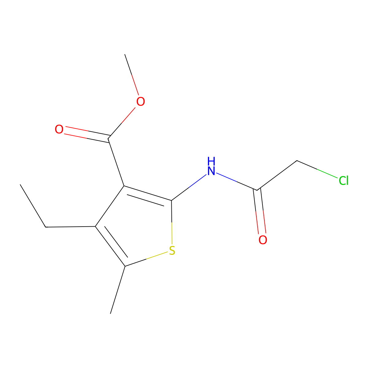 Methyl 2-[(chloroacetyl)amino]-4-ethyl-5-methylthiophene-3-carboxylate molecular structure, CAS 544428-38-8