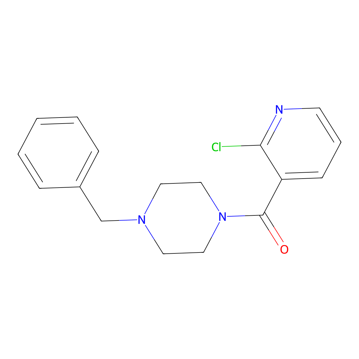 (4-Benzylpiperazin-1-yl)(2-chloropyridin-3-yl)methanone molecular structure, CAS 544428-67-3