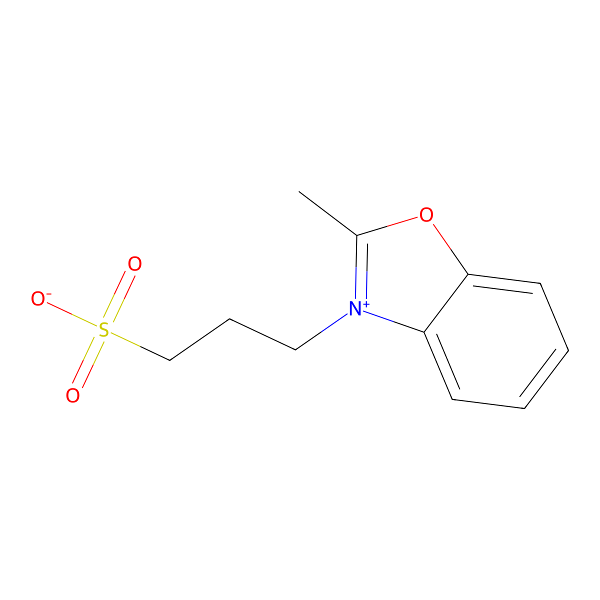 benzoxazolium, 2-methyl-3-(3-sulfopropyl)-, inner salt molecular structure, CAS 54443-97-9
