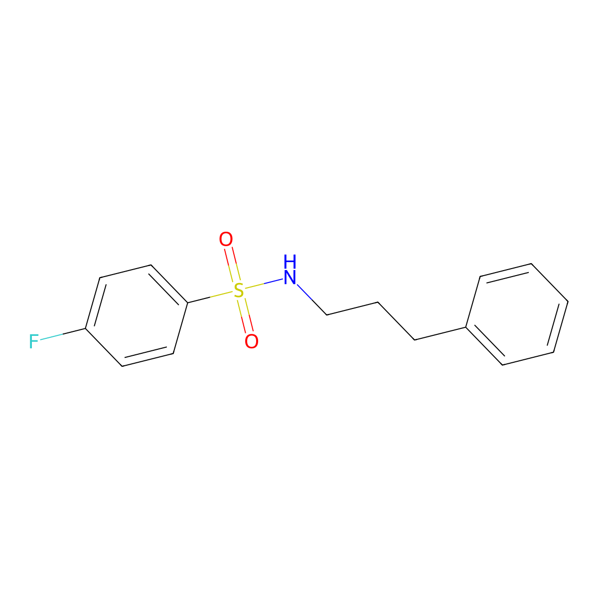 4-fluoro-N-(3-phenylpropyl)benzenesulfonamide molecular structure, CAS 544431-05-2