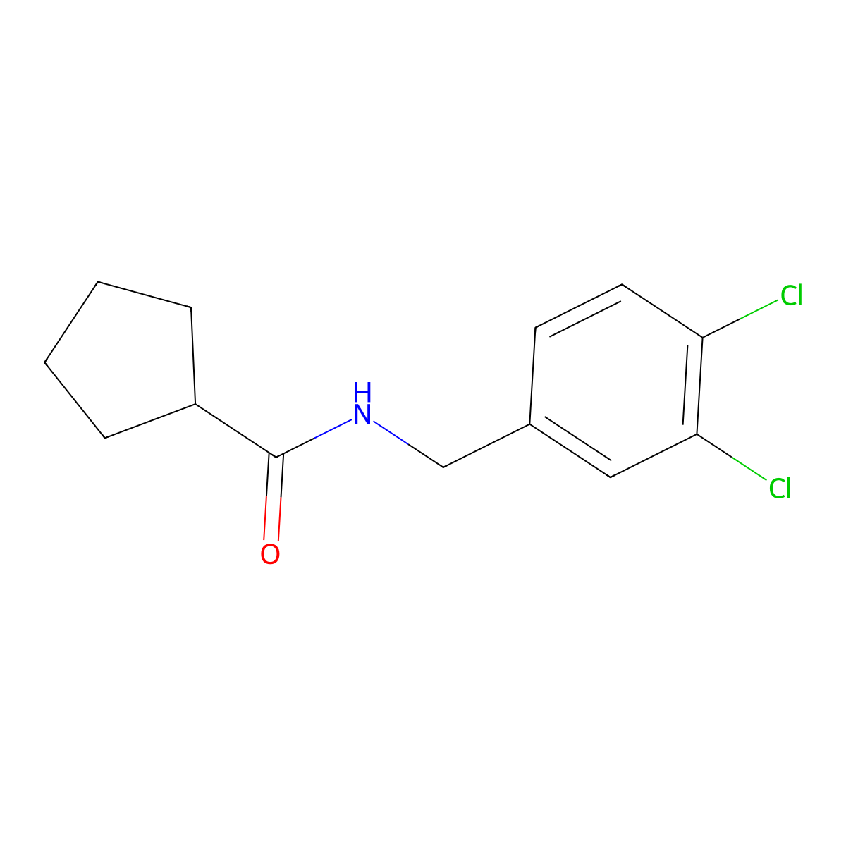 N-(3,4-dichlorobenzyl)cyclopentanecarboxamide molecular structure, CAS 544432-10-2