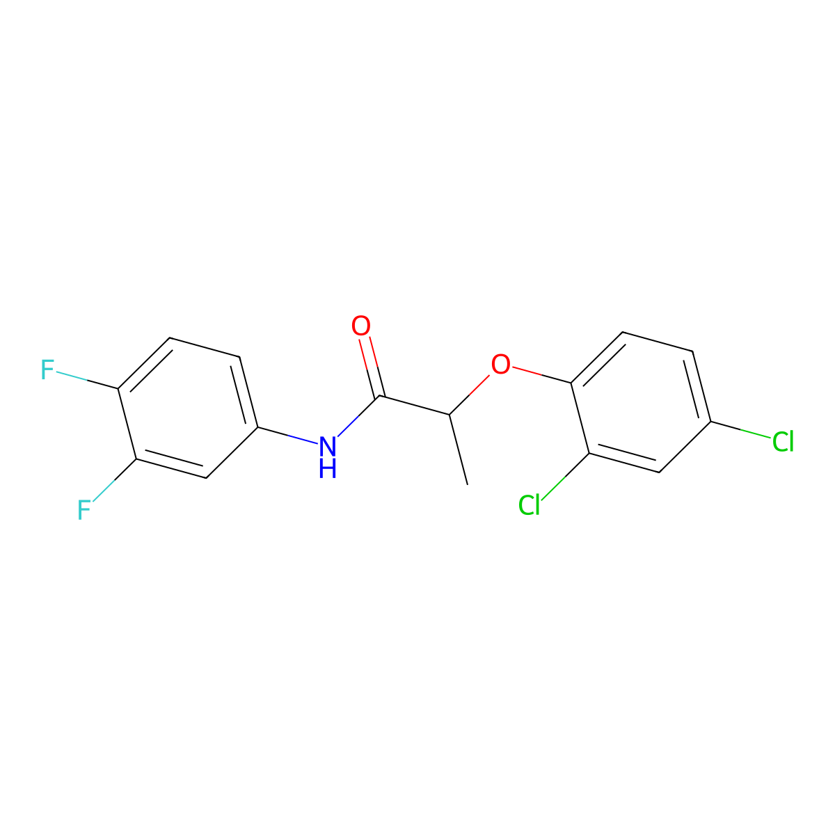 2-(2,4-dichlorophenoxy)-N-(3,4-difluorophenyl)propanamide molecular structure, CAS 544432-84-0