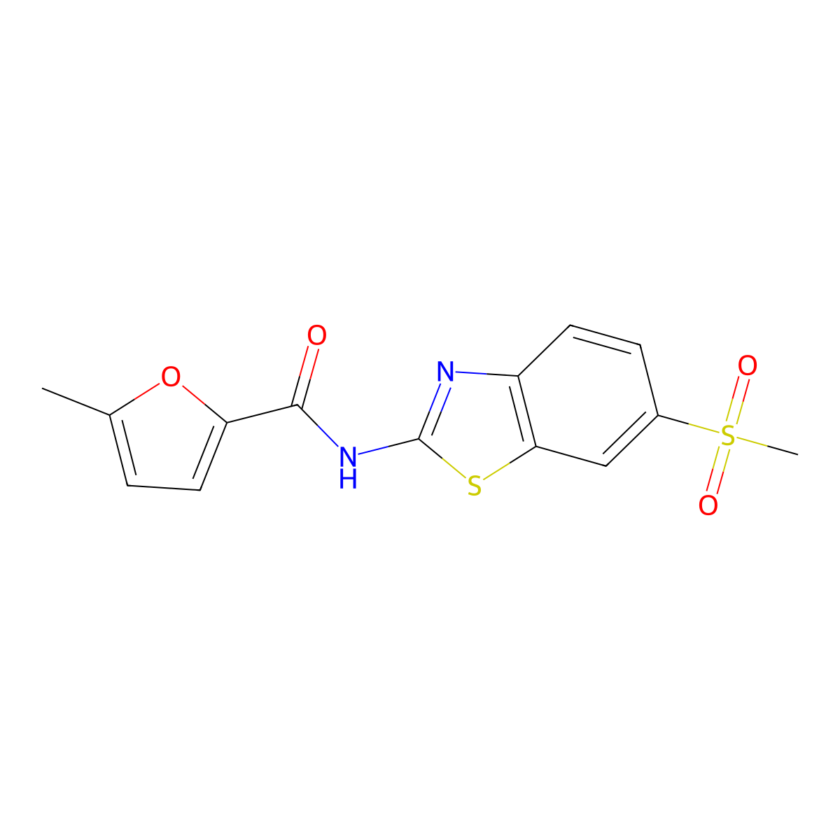 5-methyl-N-(6-methylsulfonyl-1,3-benzothiazol-2-yl)furan-2-carboxamide molecular structure, CAS 544433-36-5