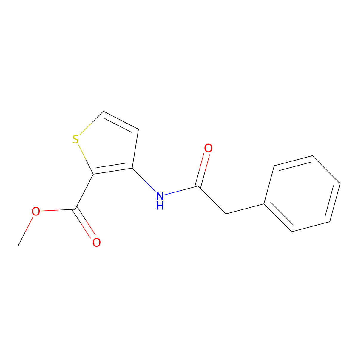 Methyl 3-(2-phenylacetamido)thiophene-2-carboxylate molecular structure, CAS 544433-40-1