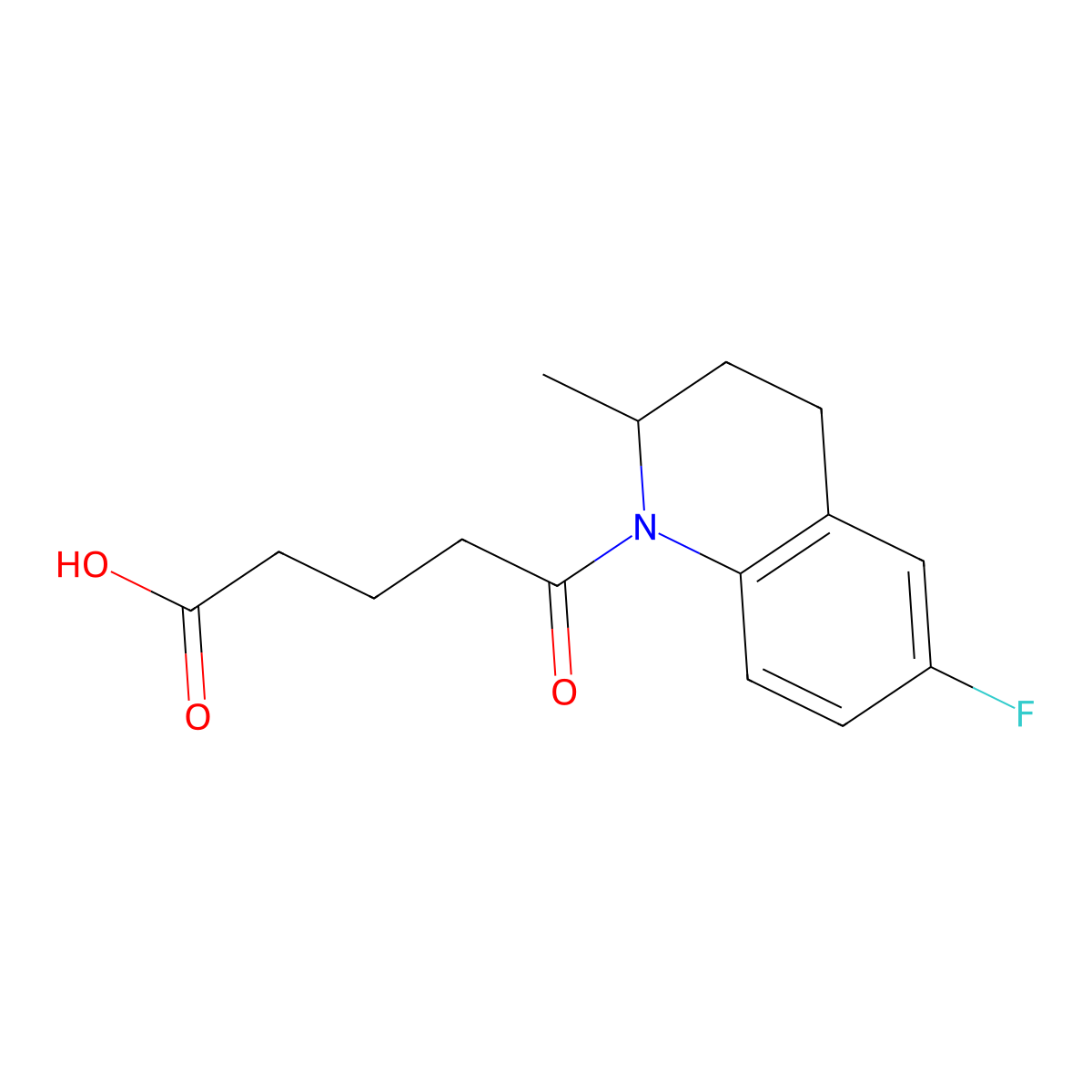 5-(6-fluoro-2-methyl-3,4-dihydroquinolin-1(2H)-yl)-5-oxopentanoic acid molecular structure, CAS 544433-41-2