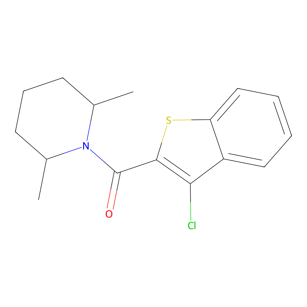 (3-Chloro-1-benzothiophen-2-yl)-(2,6-dimethylpiperidin-1-yl)methanone molecular structure, CAS 544433-48-9