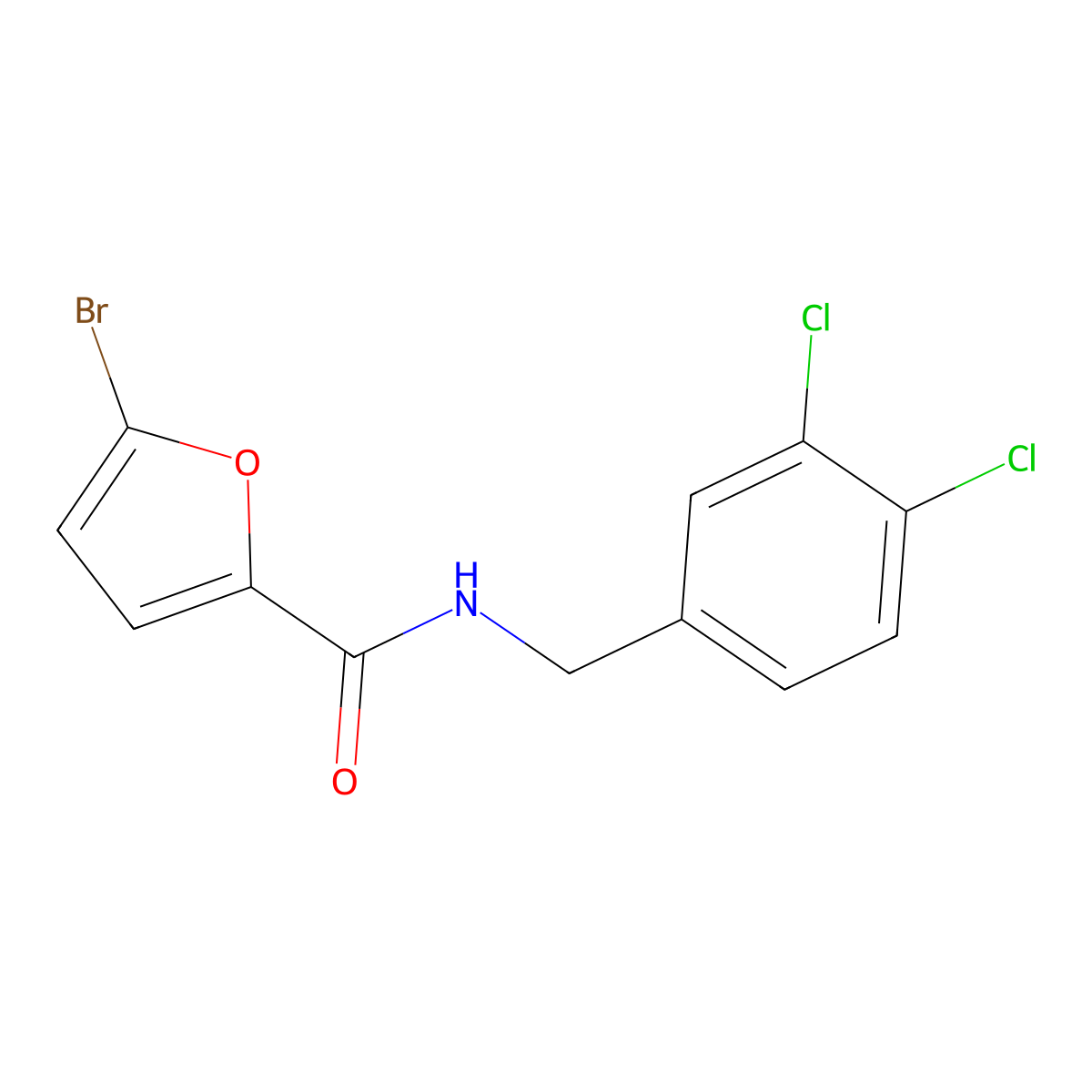 5-bromo-N-(3,4-dichlorobenzyl)-2-furamide molecular structure, CAS 544433-57-0