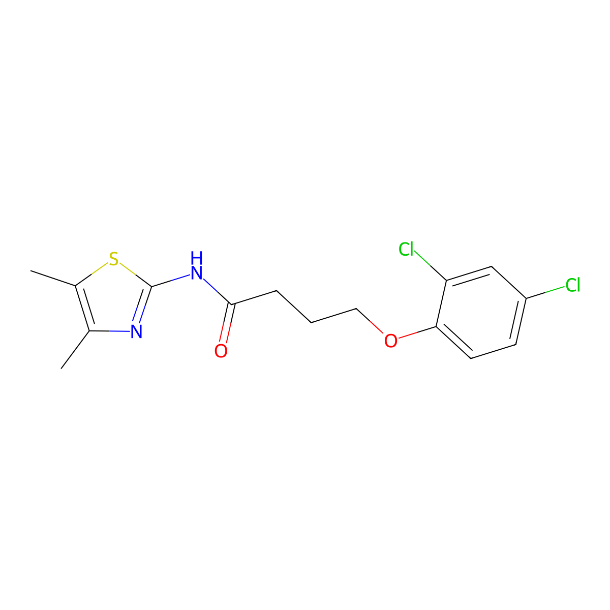4-(2,4-dichlorophenoxy)-N-(4,5-dimethyl-1,3-thiazol-2-yl)butanamide molecular structure, CAS 544433-63-8