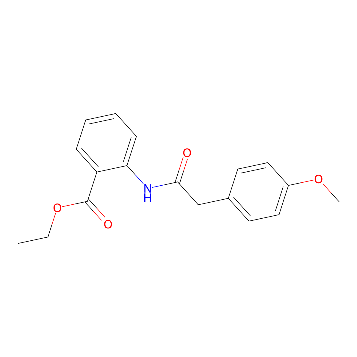 Ethyl 2-{[(4-methoxyphenyl)acetyl]amino}benzoate molecular structure, CAS 544434-50-6