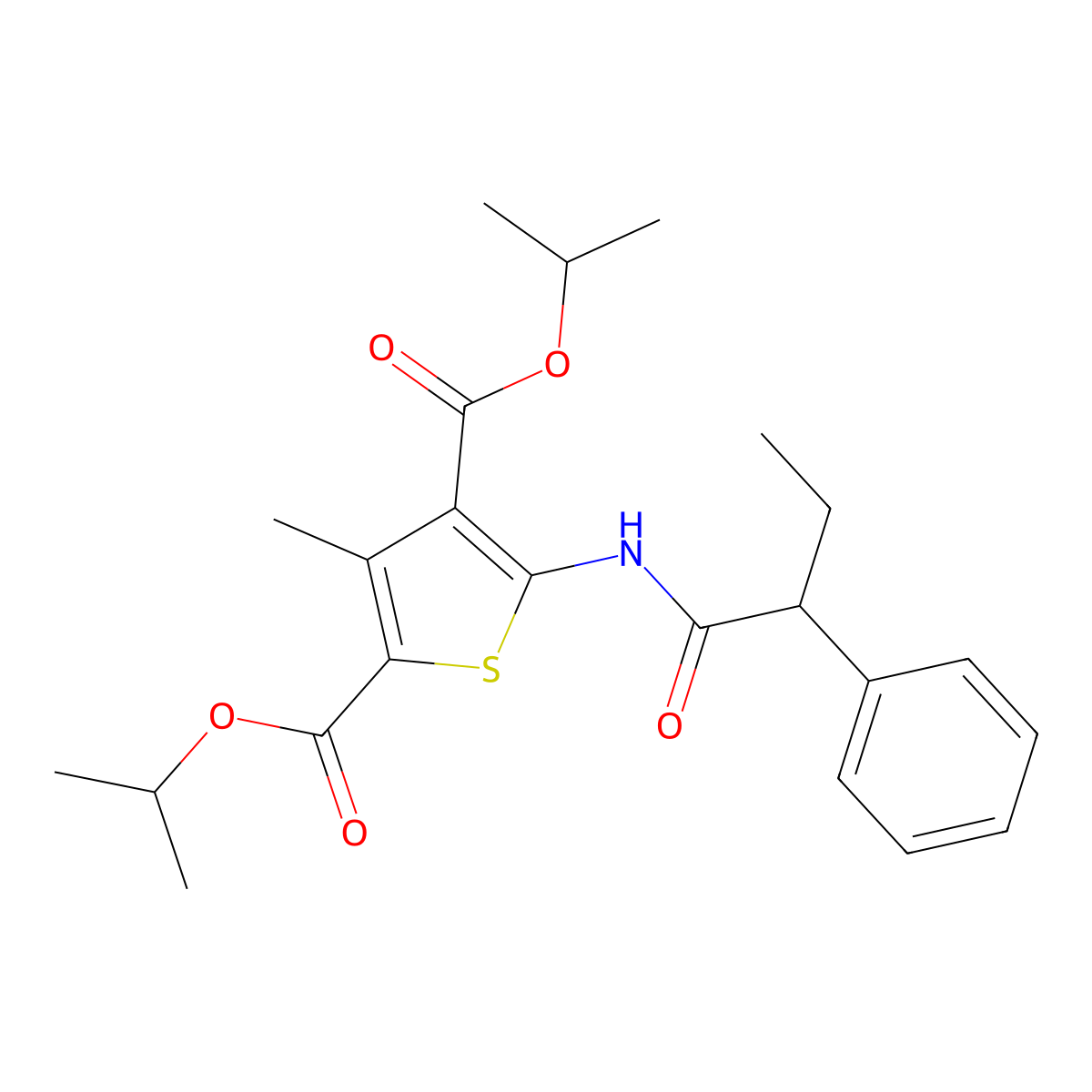 Diisopropyl 3-methyl-5-[(2-phenylbutanoyl)amino]-2,4-thiophenedicarboxylate molecular structure, CAS 544438-13-3