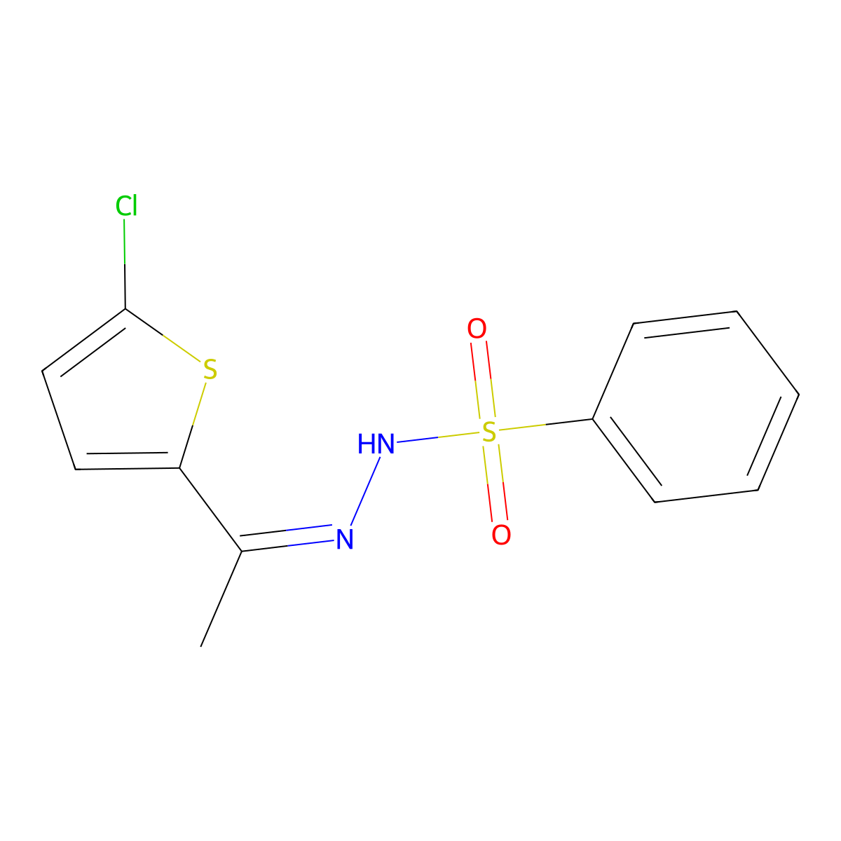 Benzenesulfonic acid, 2-[1-(5-chloro-2-thienyl)ethylidene]hydrazide molecular structure, CAS 544438-18-8