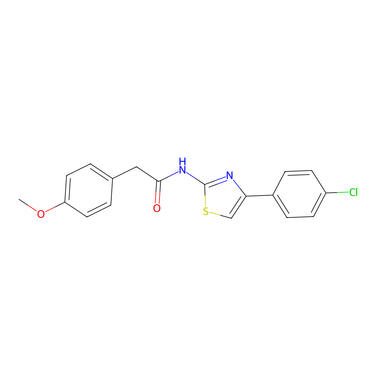 N-[4-(4-chlorophenyl)-1,3-thiazol-2-yl]-2-(4-methoxyphenyl)acetamide molecular structure, CAS 544439-37-4
