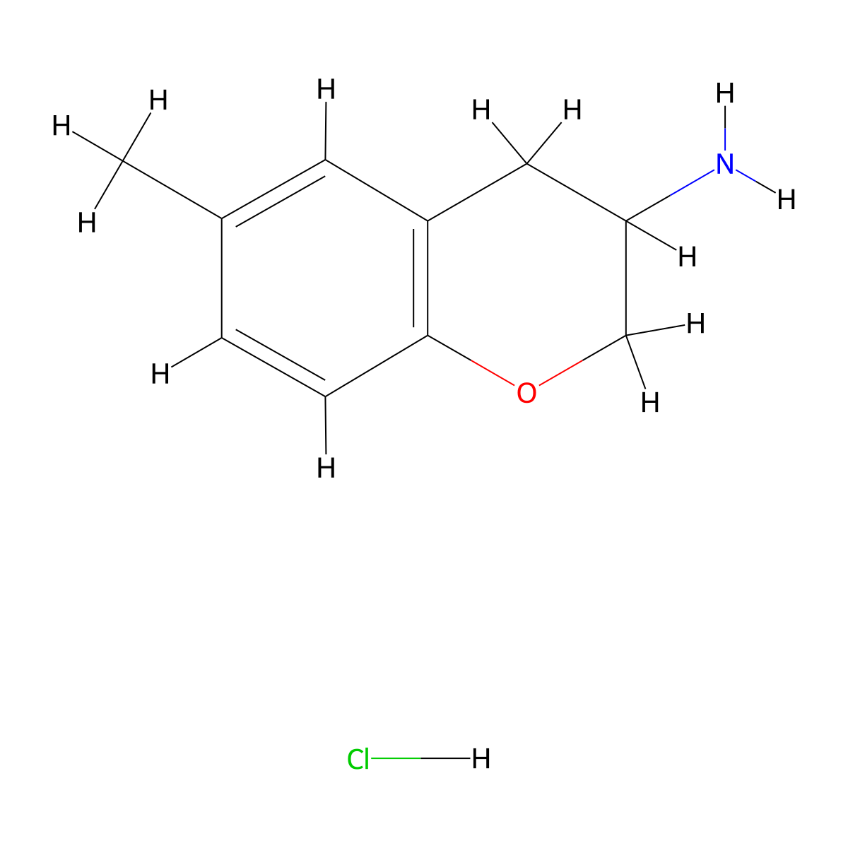 6-methyl-3,4-dihydro-2H-1-benzopyran-3-amine hydrochloride molecular structure, CAS 54444-97-2