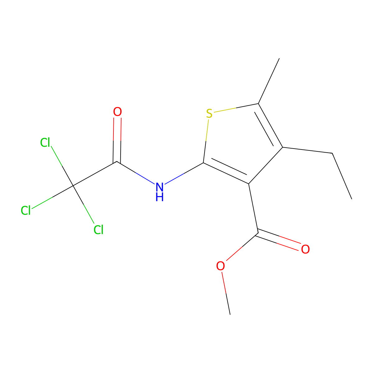 Methyl 4-ethyl-5-methyl-2-[(2,2,2-trichloroacetyl)amino]thiophene-3-carboxylate molecular structure, CAS 544440-16-6