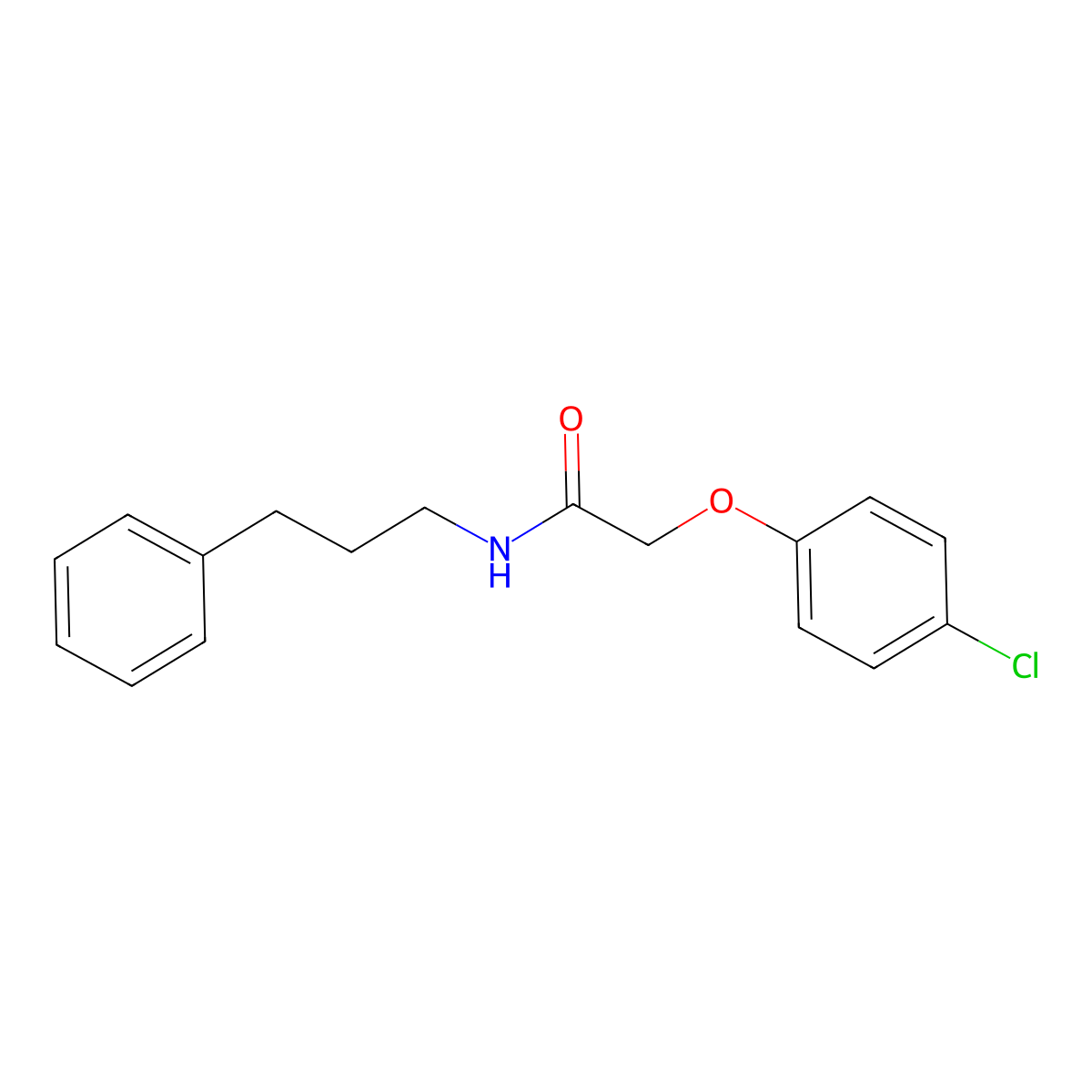 2-(4-chlorophenoxy)-N-(3-phenylpropyl)acetamide molecular structure, CAS 544440-69-9
