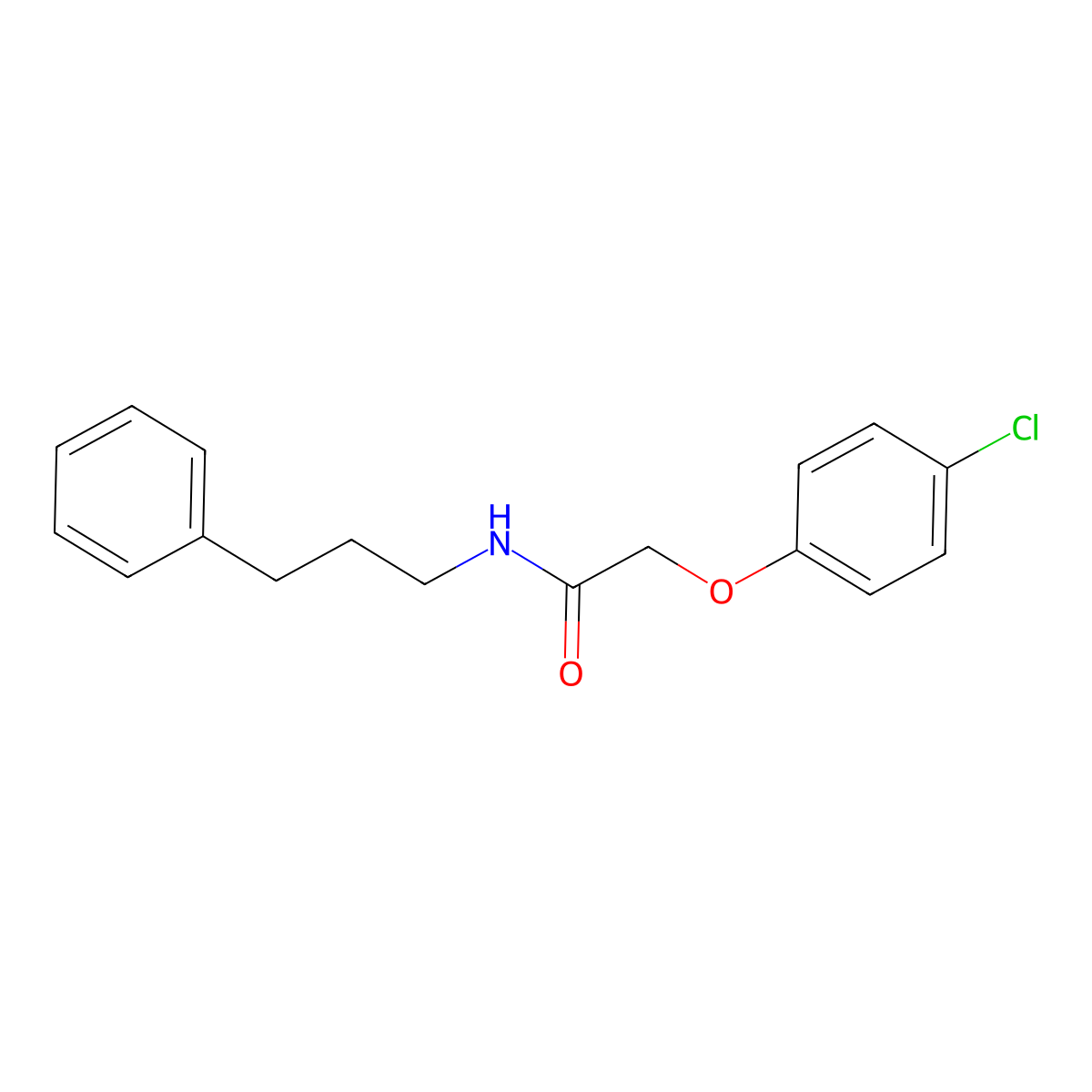 2-(4-chlorophenoxy)-N-(3-phenylpropyl)acetamide molecular structure, CAS 544440-69-9