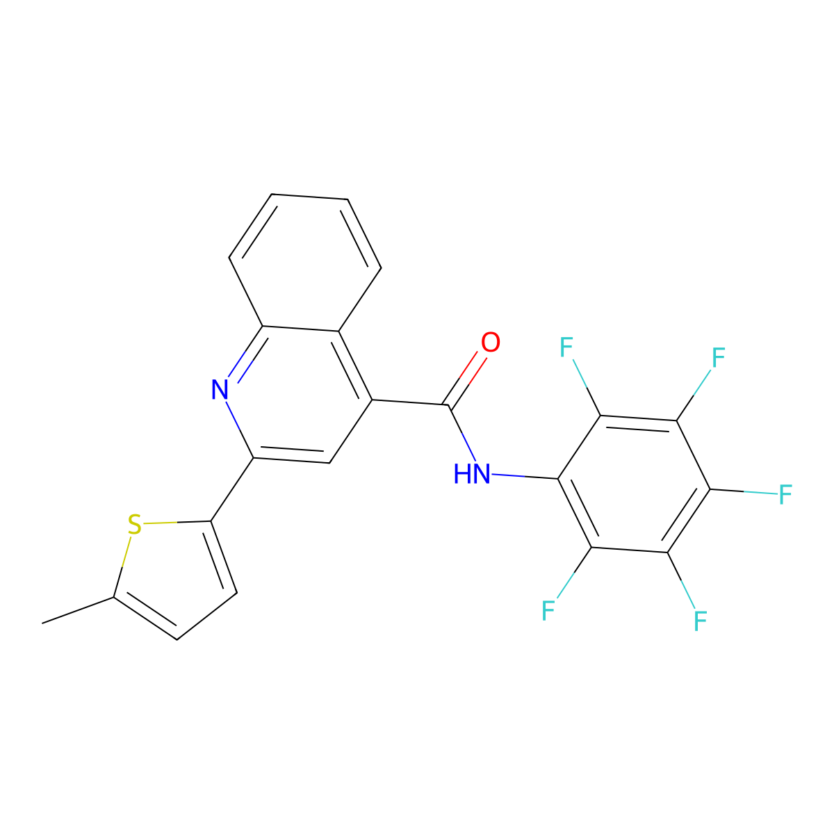 2-(5-methylthiophen-2-yl)-N-(2,3,4,5,6-pentafluorophenyl)quinoline-4-carboxamide molecular structure, CAS 544441-23-8