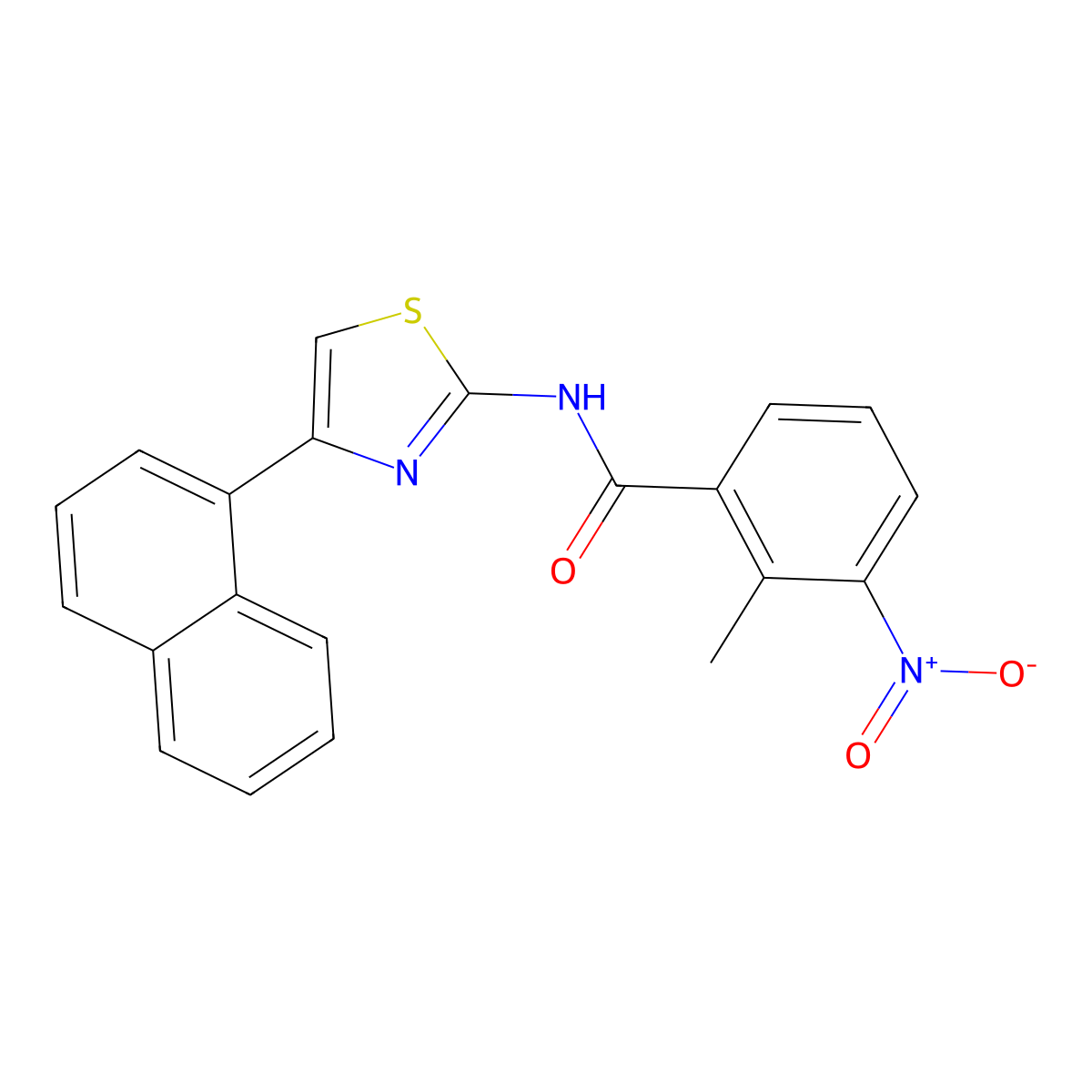 2-methyl-N-(4-naphthalen-1-yl-1,3-thiazol-2-yl)-3-nitrobenzamide molecular structure, CAS 544441-85-2