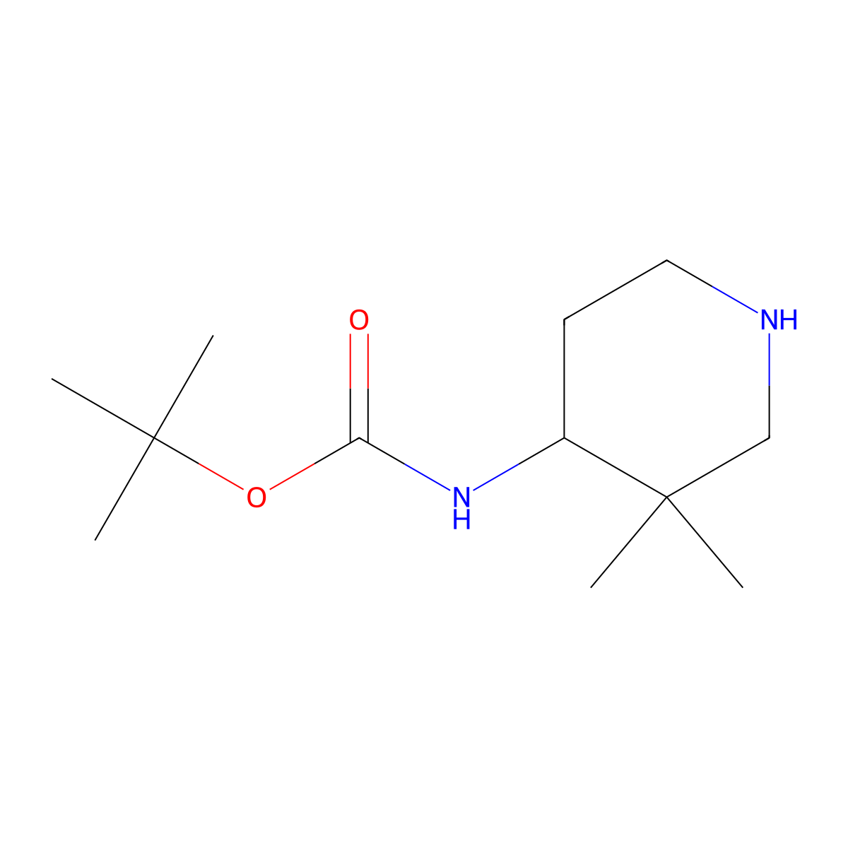 tert-butyl N-(3,3-dimethylpiperidin-4-yl)carbamate molecular structure, CAS 544443-41-6