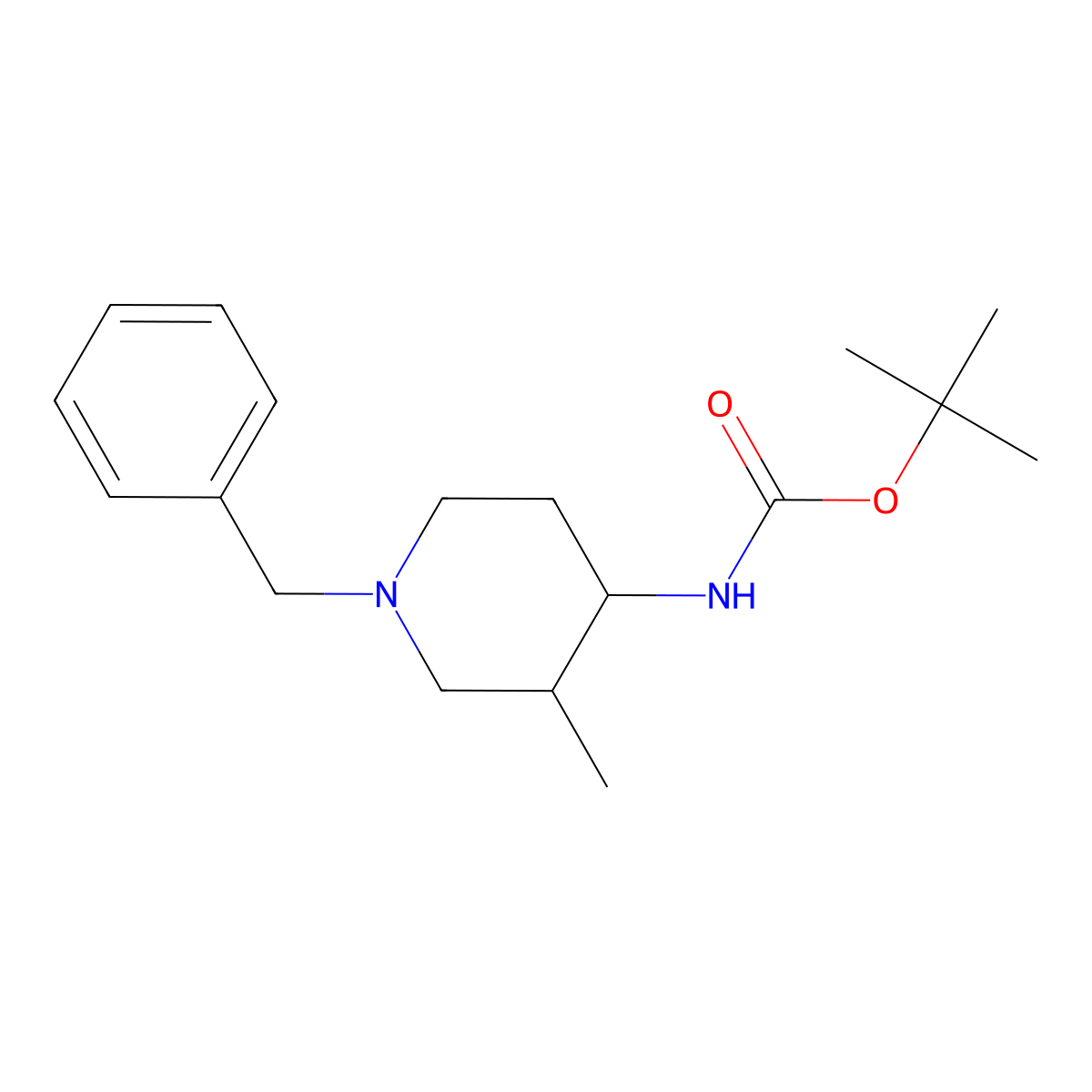 tert-butyl N-(1-benzyl-3-methylpiperidin-4-yl)carbamate molecular structure, CAS 544443-51-8