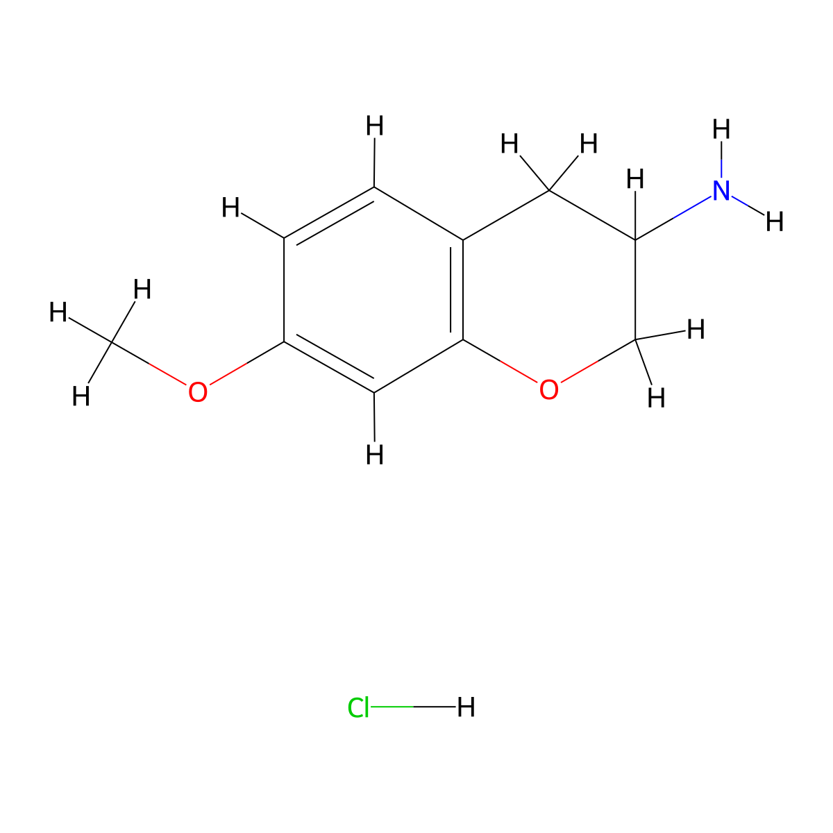 7-methoxy-3,4-dihydro-2H-1-benzopyran-3-amine hydrochloride molecular structure, CAS 54445-01-1