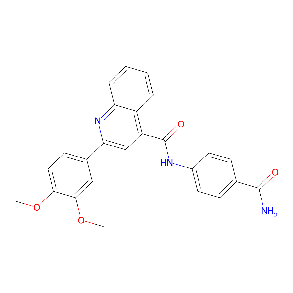 N-(4-carbamoylphenyl)-2-(3,4-dimethoxyphenyl)quinoline-4-carboxamide molecular structure, CAS 544450-41-1